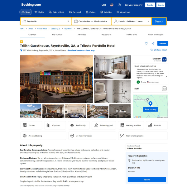 A screenshot of a hotel bookingdotcom listing