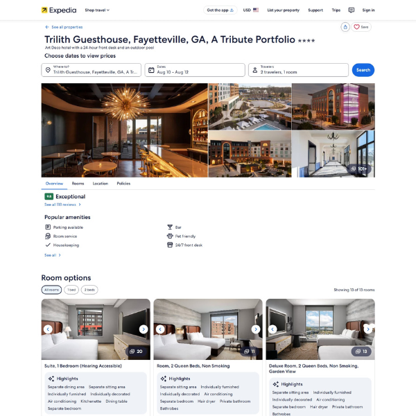 A screenshot of a hotel Expedia listing