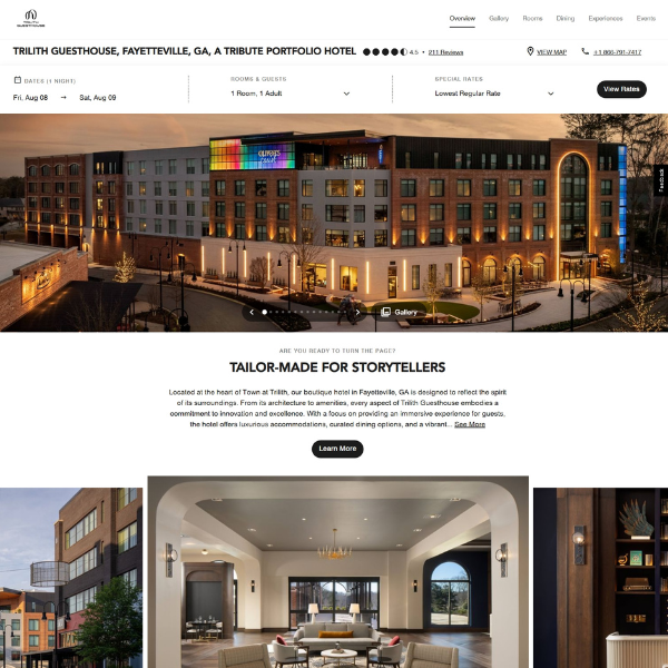 A screenshot of a hotel website page
